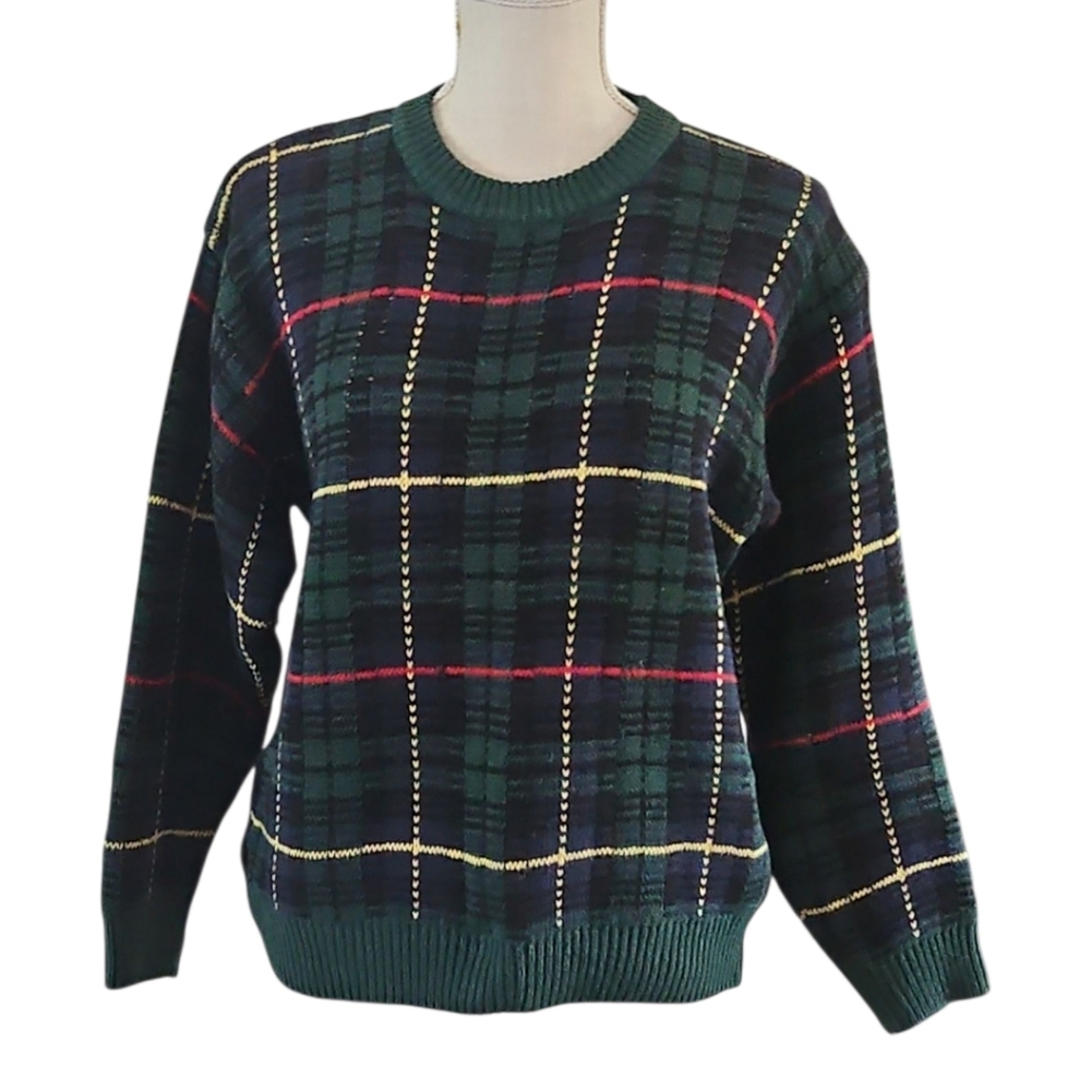 Newton Trading Company Plaid Knit Sweater